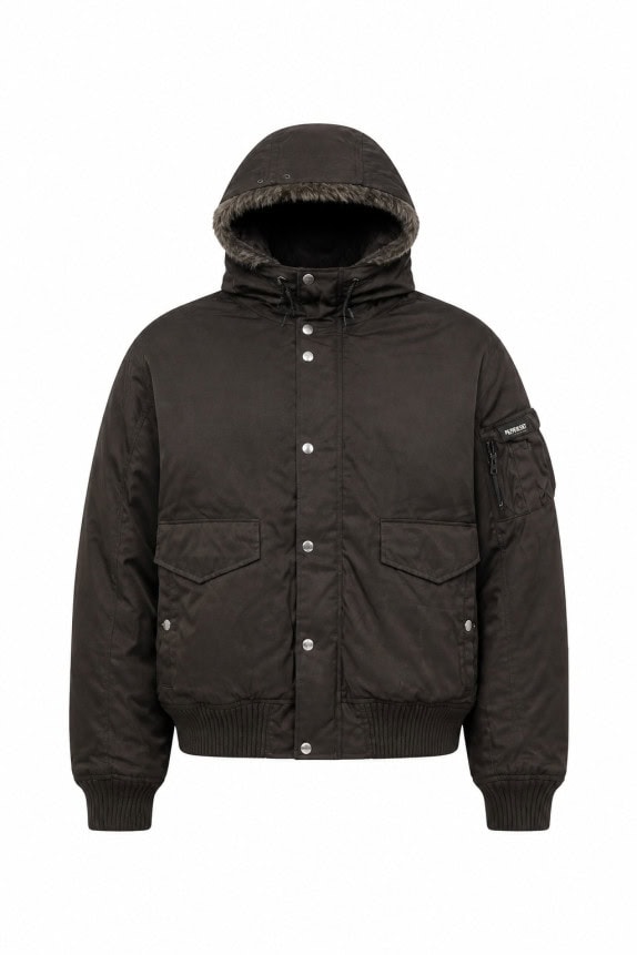 WOOLRICH ΜΠΟΥΦΑΝ ΜΕ ΚΟΥΚΟΥΛΑ ARCHIVE ΜΑΥΡΟ ΑΝΤΡΙΚΟ PRE OWNED XL