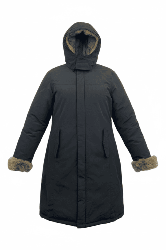 WOOLRICH Μπουφάν Parka Vintage Γούνα Μαύρο Γυναικείο L