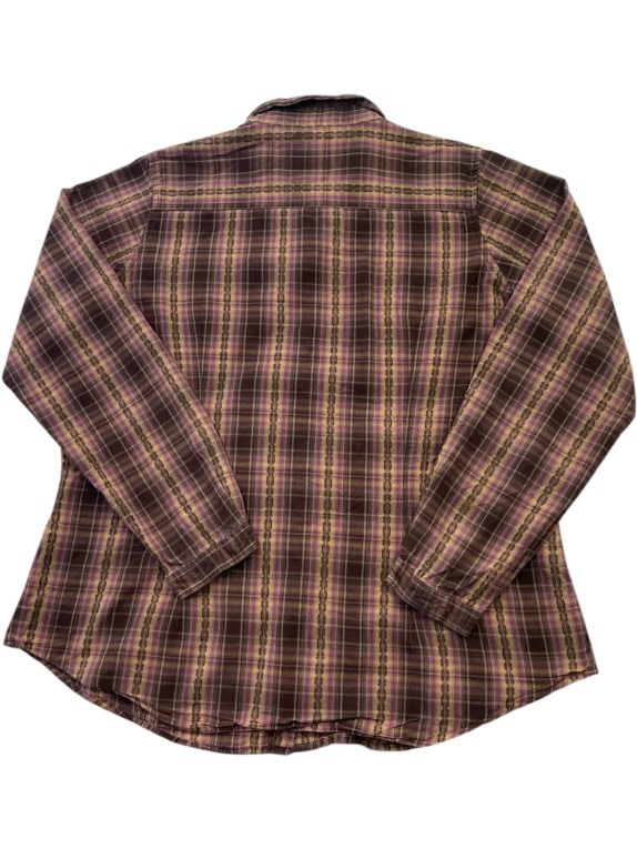WOOLRICH CAMICIA A QUADRI RICAMATA VIOLA DONNA PRE OWNED L