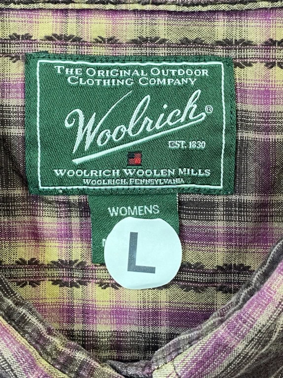 WOOLRICH CAMICIA A QUADRI RICAMATA VIOLA DONNA PRE OWNED L