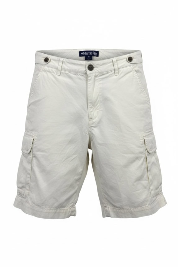 WOOLRICH CARGO SHORTS CASUAL LOGO PATCH WHITE MEN M