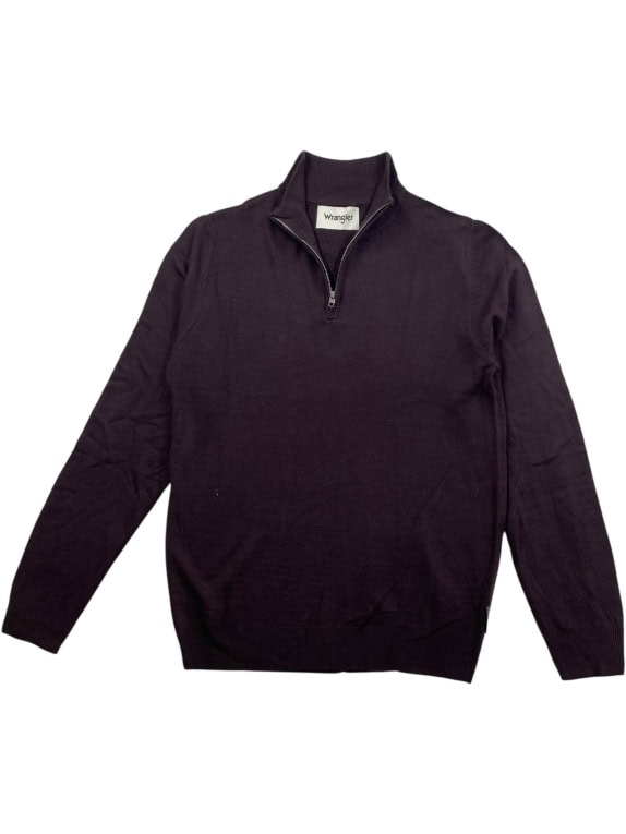 Wrangler Ανδρικό Πλεκτό Πουλόβερ Καφέ με Φερμουάρ 1/4 XL
