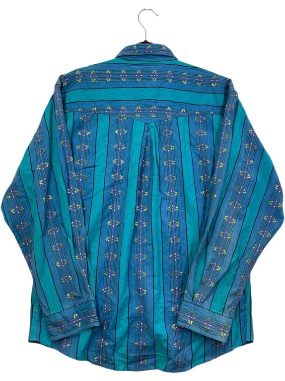 WRANGLER ΠΟΥΚΑΜΙΣΟ 90s WESTERN RETRO ΜΠΛΕ/ΠΡΑΣΙΝΟ UNISEX L
