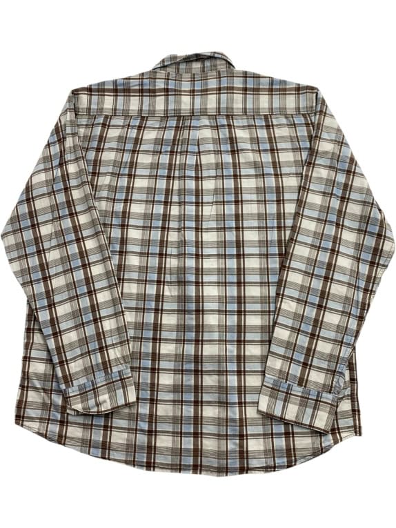 WRANGLER ΠΟΥΚΑΜΙΣΟ CASUAL CLASSIC CHECKED EMBROIDERED LOGO ΚΑΦΕ/ΓΑΛΑΖΙΟ ΑΝΔΡΙΚΟ XL