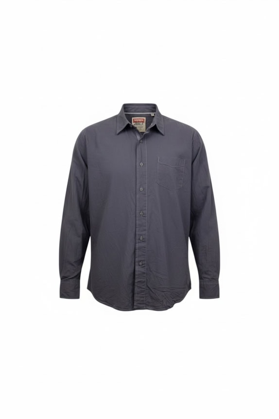 WRANGLER LONG-SLEEVE CASUAL SHIRT CLASSIC LOGO BLUE/GREY MENS MEDIUM