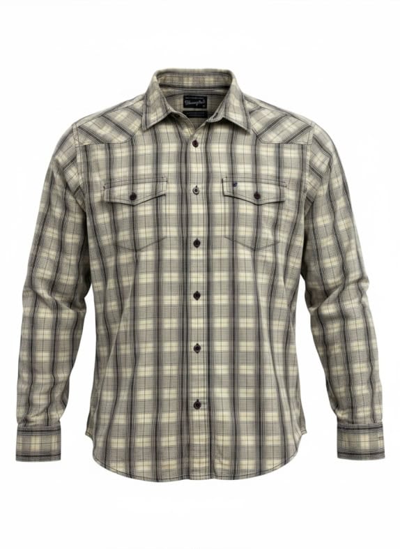 WRANGLER ΠΟΥΚΑΜΙΣΟ CASUAL ΚΑΡΟ ΜΕ ΛΟΓΟΤΥΠΟ ΜΠΕΖ/ΚΑΦΕ ΑΝΔΡΙΚΟ M
