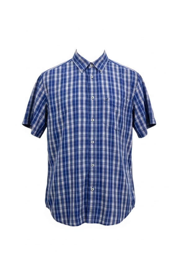 WRANGLER CAMICIA CASUAL A QUADRI MANICA CORTA BLU/BIANCO DA UOMO L