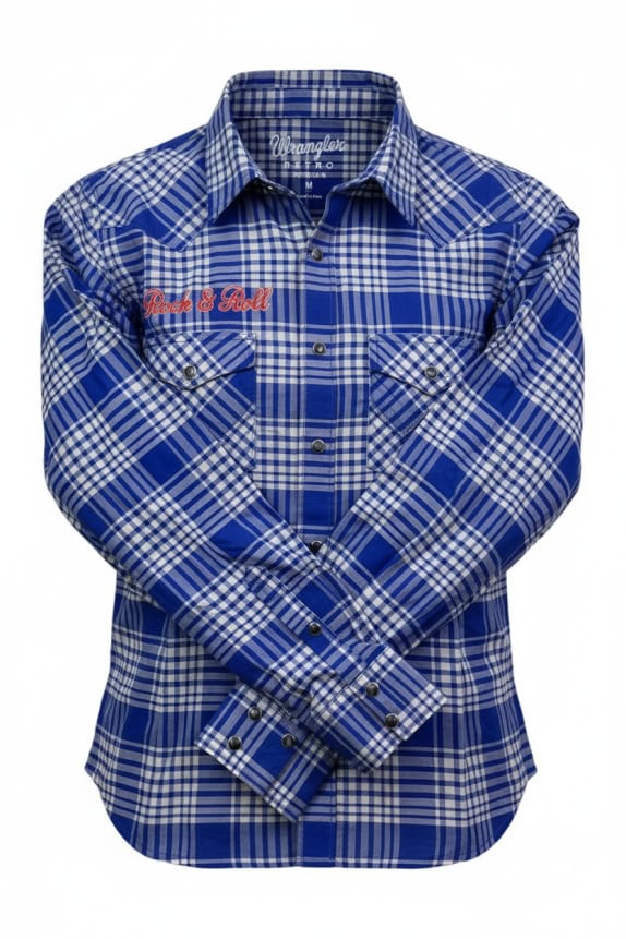WRANGLER ΠΟΥΚΑΜΙΣΟ RETRO ΜΠΛΕ ΑΝΤΡΙΚΟ M pre-owned
