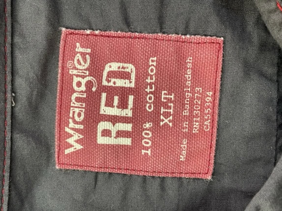WRANGLER RED SHIRT WORKWEAR CHARCOAL MEN PRE OWNED XL