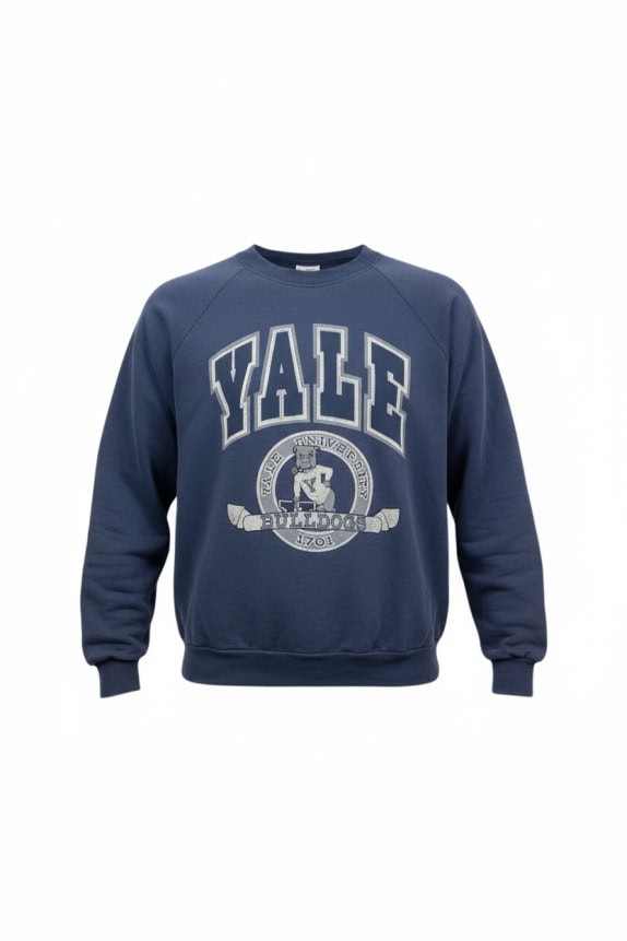 1980s Yale University Bulldogs Φούτερ Vintage Logo Μπλε Ανδρικό XL