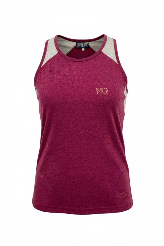 YOUNG WAVE Vintage Sleeveless Tank Top with Small Logo Burgundy (Melange) Women's S