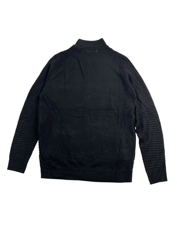 Cardigan lavorato a maglia con cerniera a coste nero da uomo L