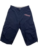 ADIDAS pantaloni cargo 3/4 vintage con logo ricamato blu scuro da uomo XS