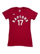 ADIDAS T-SHIRT TORONTO RAPTORS VALANCIUNAS #17 LOGO RED WOMEN'S XS