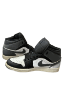 NIKE AIR JORDAN 1 MID SNEAKERS BLACK WHITE MENS PRE OWNED EU 44