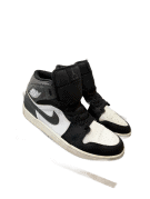 NIKE AIR JORDAN 1 MID SNEAKERS BLACK WHITE MENS PRE OWNED EU 44