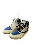 NIKE AIR JORDAN 1 HIGH TRAVIS SCOTT FRAGMENT SNEAKERS WHITE BLUE BLACK MENS PRE OWNED EU 42.5