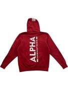 ALPHA INDUSTRIES FELPA CON CAPPUCCIO BIG LOGO STAMPA POSTERIORE ROSSO UNISEX S