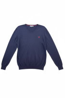 BEVERLY HILLS POLO CLUB MAGLIONE SCOLLO A V MINIMAL NAVY UOMO PRE OWNED L