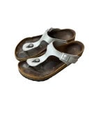 BIRKENSTOCK THONG SANDALS CLASSIC SILVER WOMENS PRE OWNED