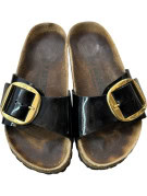 BIRKENSTOCK SLIDE SANDALS MINIMAL BLACK WOMENS PRE OWNED