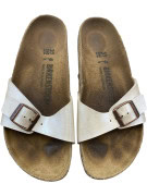 Birkenstock Slide Sandals Double Strap Leather Cream Unisex EU 37