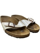 Birkenstock Slide Sandals Double Strap Leather Cream Unisex EU 37
