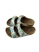 BIRKENSTOCK SLIDES GRAPHIC OFF WHITE UNISEX PRE OWNED EU 36