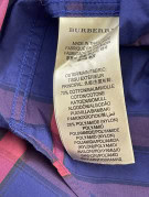 BURBERRY BRIT BUTTON UP SHIRT CLASSIC CHECK NAVY PINK MENS PRE OWNED S