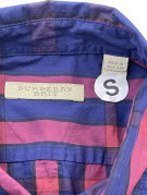 BURBERRY BRIT BUTTON UP SHIRT CLASSIC CHECK NAVY PINK MENS PRE OWNED S