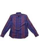 BURBERRY BRIT BUTTON UP SHIRT CLASSIC CHECK NAVY PINK MENS PRE OWNED S