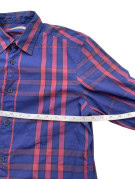 BURBERRY BRIT BUTTON UP SHIRT CLASSIC CHECK NAVY PINK MENS PRE OWNED S