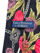CARLO PIGNATELLI FOR INTHEMA ΓΡΑΒΑΤΑ FLORAL ΜΑΥΡΟ ΑΝΤΡΙΚΟ PRE OWNED