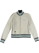 CHAMPION TRACK JACKET ΛΕΥΚΟ ΜΕ ΡΙΓΕΣ ΤΥΡΚΟΥΑΖ & ΦΕΡΜΟΥΑΡ - M