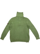 Collection L Green Knit Sweater with Buttoned High Collar Men’s XL
