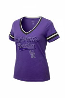 Colorado Rockies Μωβ T-Shirt με V Λαιμό και Print