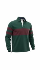 Crew Clothing Company Rugby Polo Shirt Casual Striped Green Burgundy Men’s L