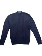 CREW CLOTHING COMPANY Πλεκτή Μπλούζα Cable Knit Half-Zip Μπλε Ανδρική XL