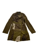 Desigual Deluxe Wear Παλτό Vintage Patchwork Λογότυπο Χακί Γυναικείο M