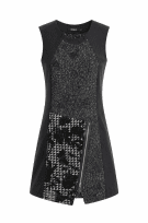 DESIGUAL MINI DRESS MONOCHROME BLACK WOMEN PRE OWNED S