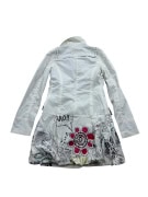 DESIGUAL TRENCH COAT VINTAGE ART GRAPHICS WHITE WOMEN'S S