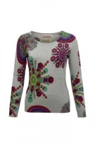 Desigual Knit Sweater Vintage Floral Pattern Multicolor Women's S