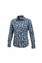 DESIGUAL Denim Shirt Retro Circle Print Blue Size M