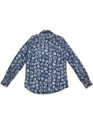 DESIGUAL Denim Shirt Retro Circle Print Blue Size M