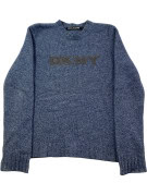 DKNY JEANS ΠΛΕΚΤΟ ΠΟΥΛΟΒΕΡ SPELL OUT ΜΠΛΕ ΜΕΛΑΝΖΕ ΓΥΝΑΙΚΕΙΟ PRE OWNED S