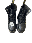 DR MARTENS PLATFORM BOOTS PATENT BLACK UNISEX PRE OWNED EU 37