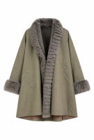 1990s ENRICO COVERI JACKET FAUX FUR OLIVE WOMEN PRE OWNED XXL