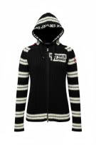 EMPORIO JEANS Cardigan lavorato a maglia con cappuccio e logo a righe da donna S