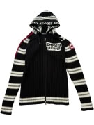 EMPORIO JEANS Cardigan lavorato a maglia con cappuccio e logo a righe da donna S