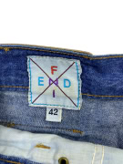 FENDI ΤΖΙΝ ΠΑΝΤΕΛΟΝΙ VINTAGE ΔΕΡΜΑΤΙΝΟ LOGO PATCH ΜΠΛΕ ΓΥΝΑΙΚΕΙΟ XS